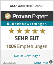 ProvenExpert Bewertungssiegel - SEHR GUT, 148 Bewertungen, 100% Empfehlungen